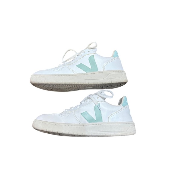 Madewell Veja Vegan Leather V-10 Sneakers White Matcha Size 7 - Picture 3 of 9